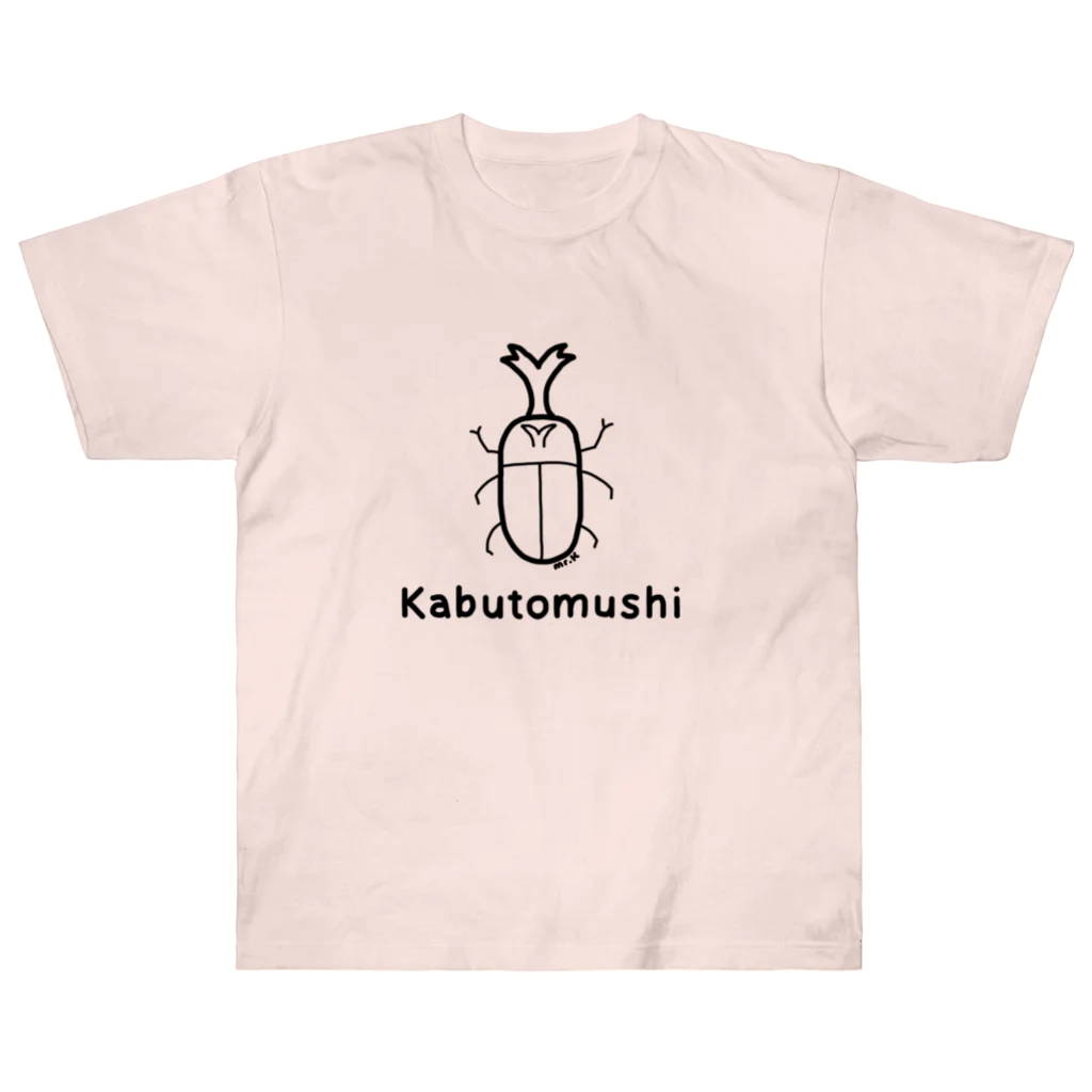 MrKShirtsのKabutomushi (カブトムシ) 黒デザイン Heavyweight T-Shirt
