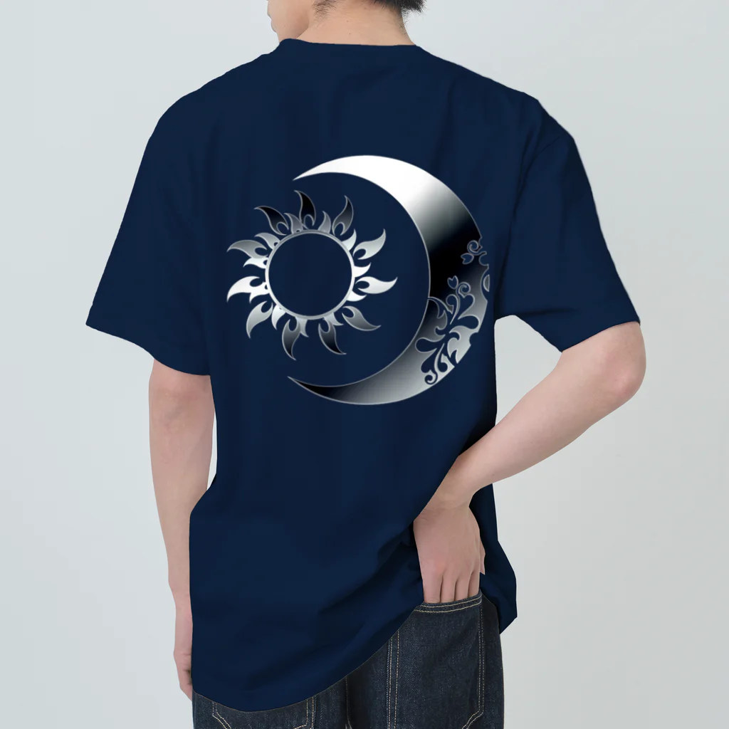 Senseの太陽と月 (Silver背面) ヘビーウェイトTシャツ