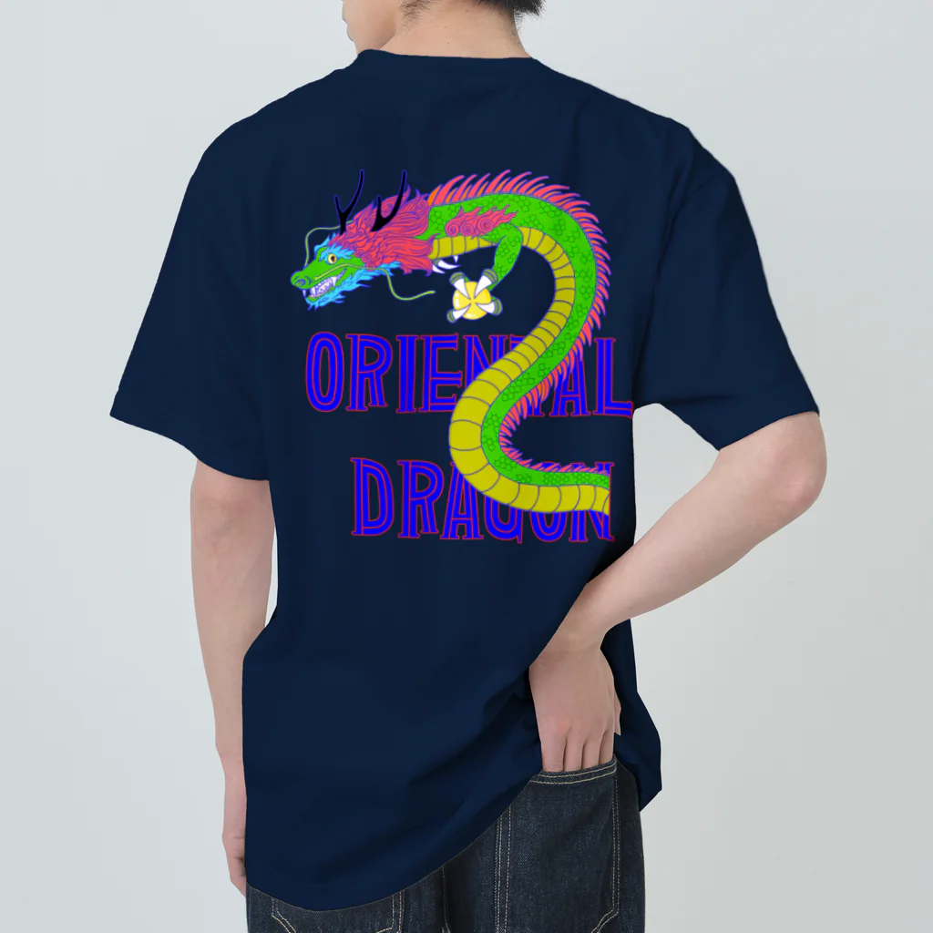 LalaHangeulのORIENTAL DRAGON（龍）英字 バックプリント ヘビーウェイトTシャツ