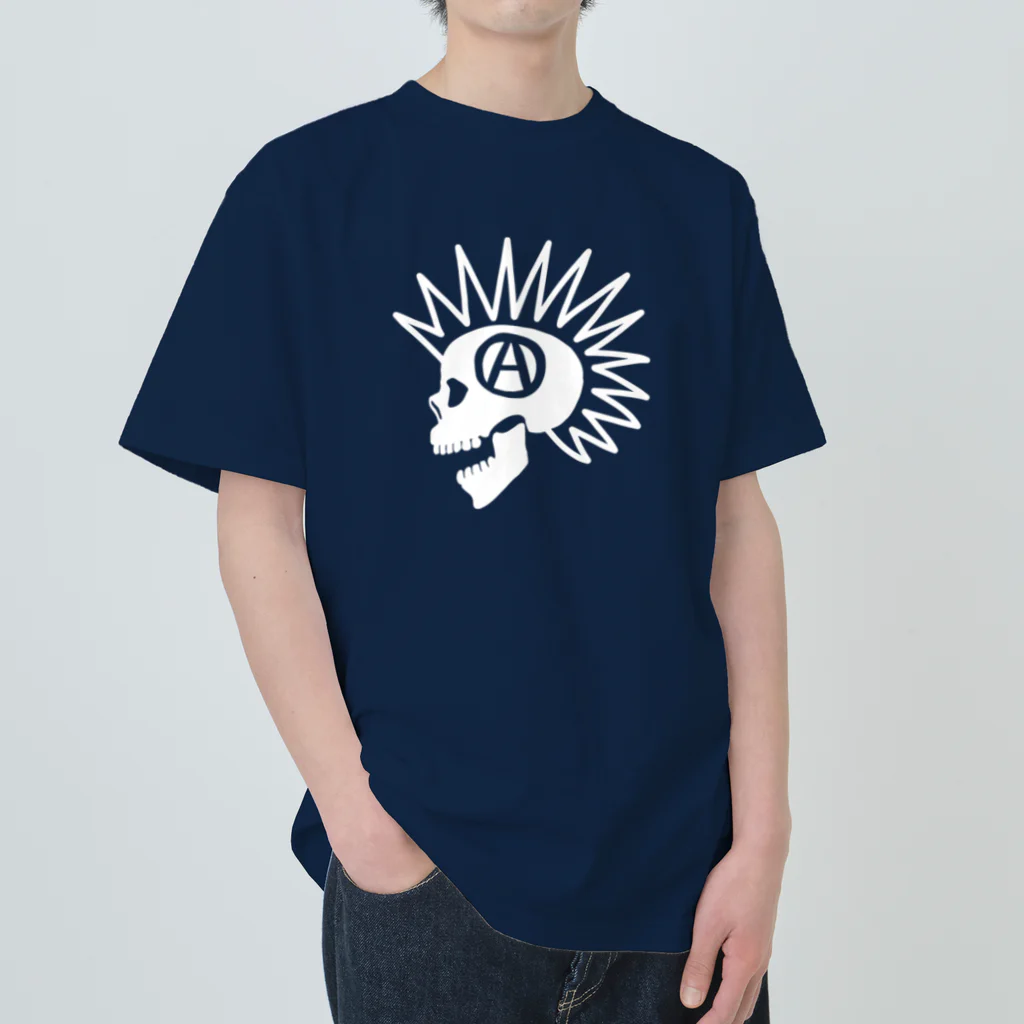 QUQU_WORKSのモヒカンスカル ホワイト Heavyweight T-Shirt