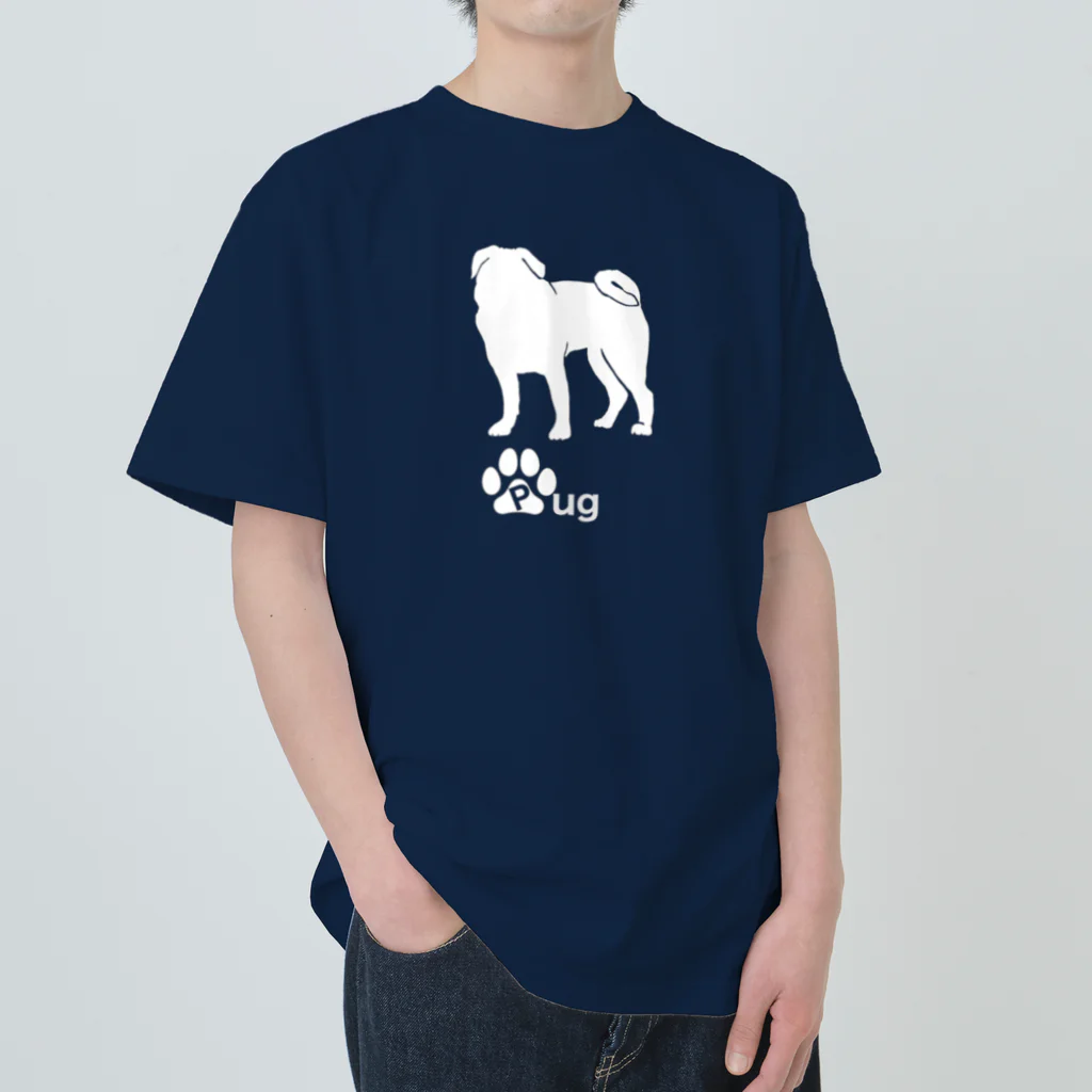 bow and arrow のパグ犬 ヘビーウェイトTシャツ