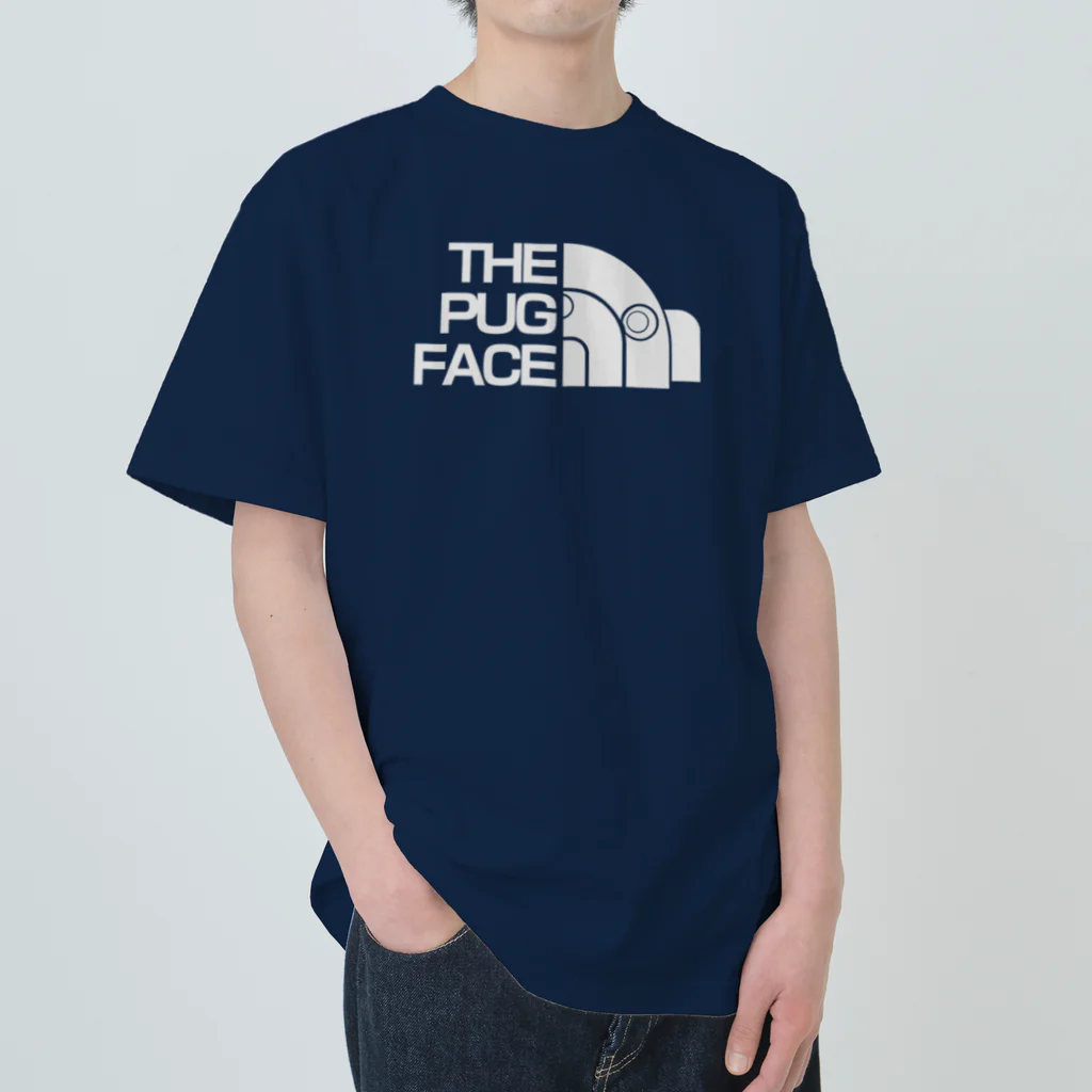 BEAM's STOREのthe  pug face grey Heavyweight T-Shirt