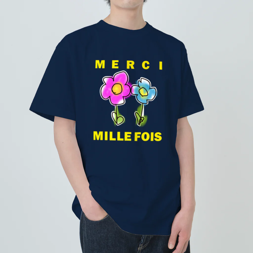 ICHIGO-ICHIÉ-1999のMERCI MILLE FOIS【めっちゃありがとう】フランス語でアピールする Heavyweight T-Shirt