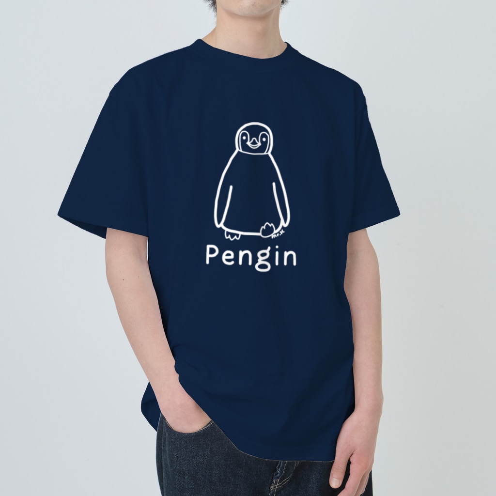 MrKShirtsのPengin (ペンギン) 白デザイン Heavyweight T-Shirt