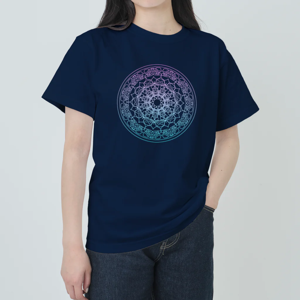 💖宇宙整体♪🌈♪こころからだチャンネル♪💖の🩷ミラクルアイテム🩷母性回帰曼荼羅　レインボーグラデーションVOL.1 ヘビーウェイトTシャツ
