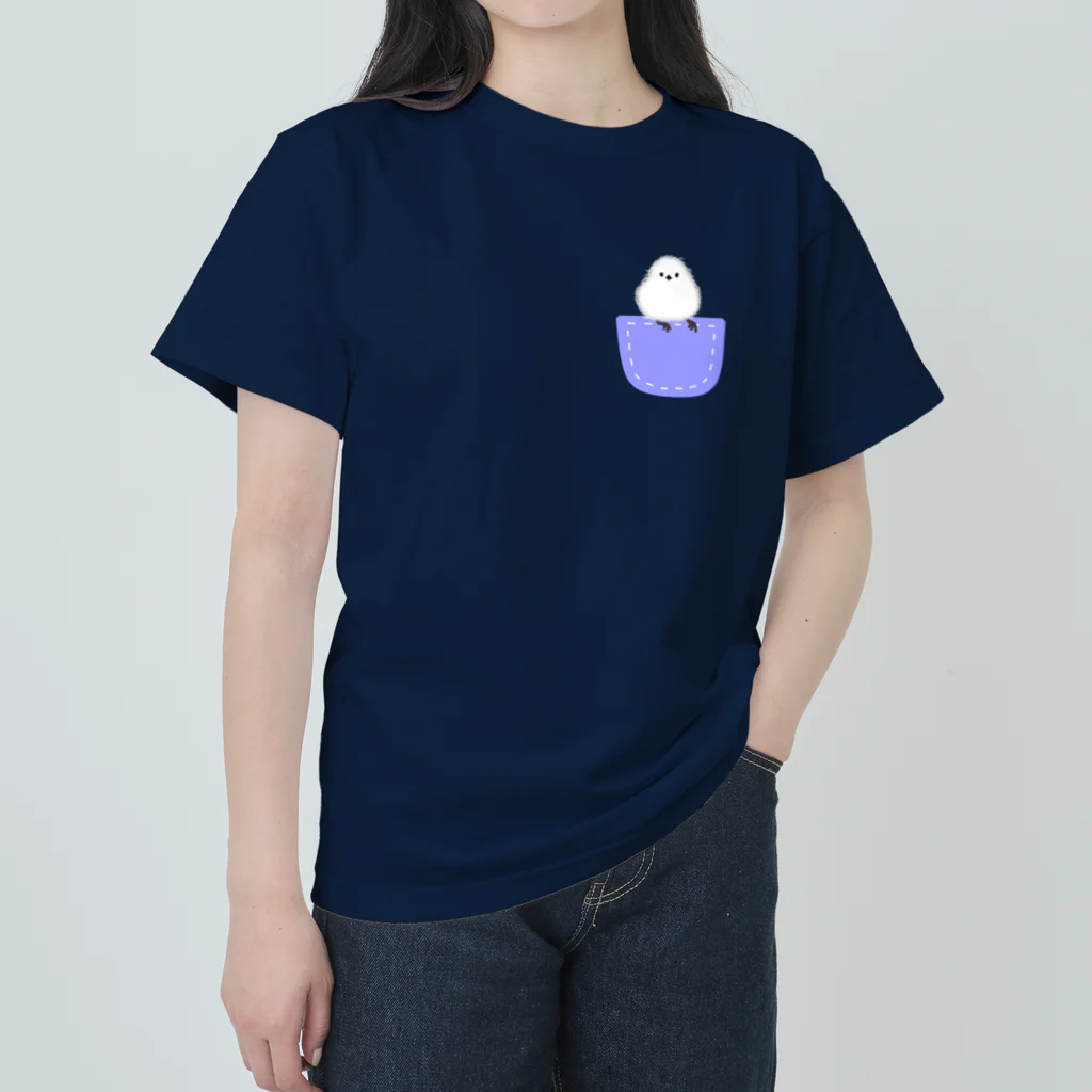 ハナのお店のポケットにシマエナガ ヘビーウェイトTシャツ