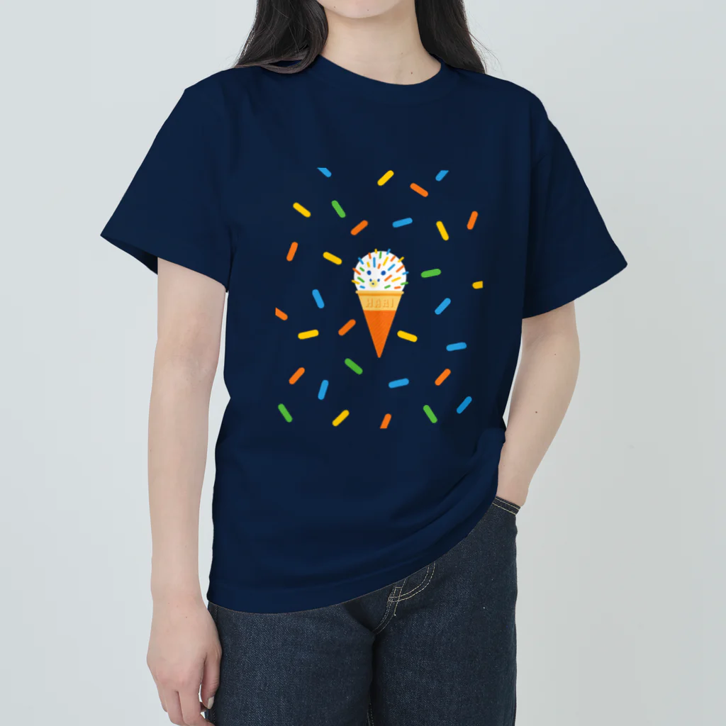 osakana's SHOPのぷんぷんハリネズミのシュガースプレーアイス🍨Tシャツパターン ヘビーウェイトTシャツ