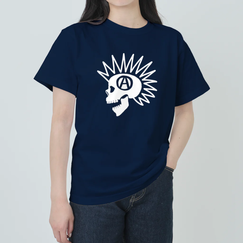 QUQU_WORKSのモヒカンスカル ホワイト Heavyweight T-Shirt