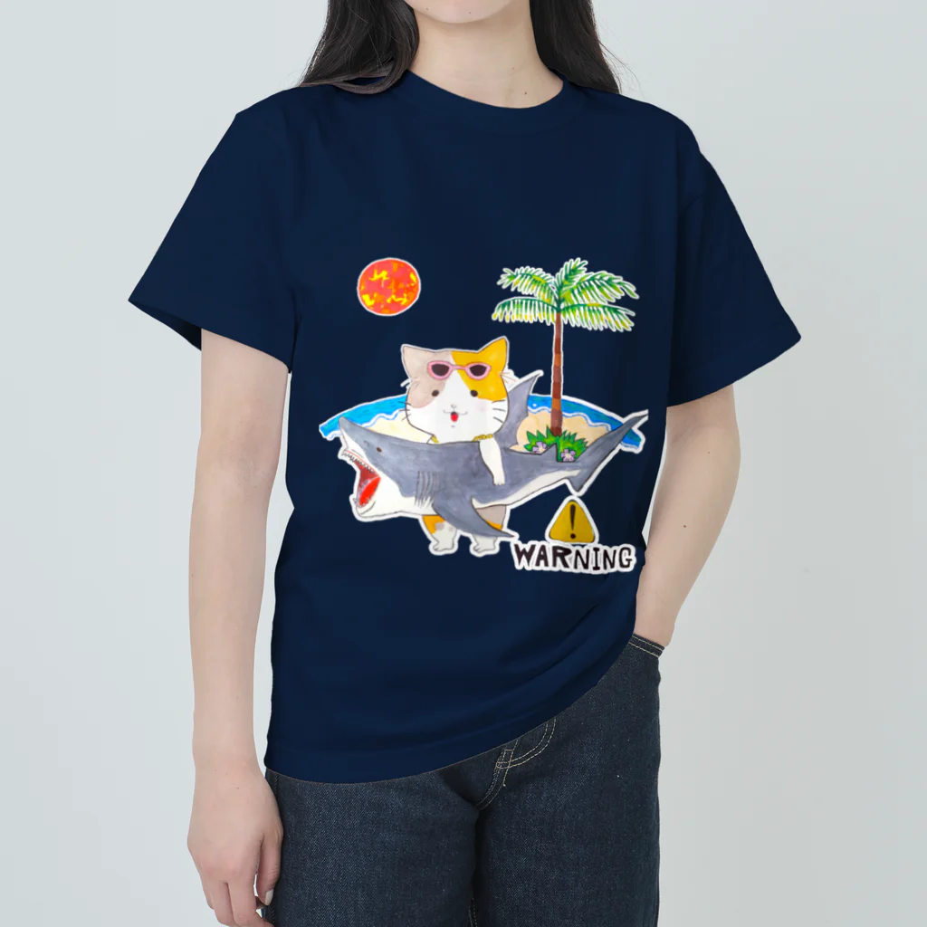 きーのお店のなんかゆるいみけねことWARNING ヘビーウェイトTシャツ