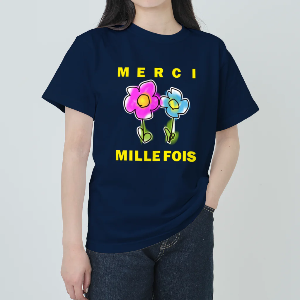 ICHIGO-ICHIÉ-1999のMERCI MILLE FOIS【めっちゃありがとう】フランス語でアピールする Heavyweight T-Shirt