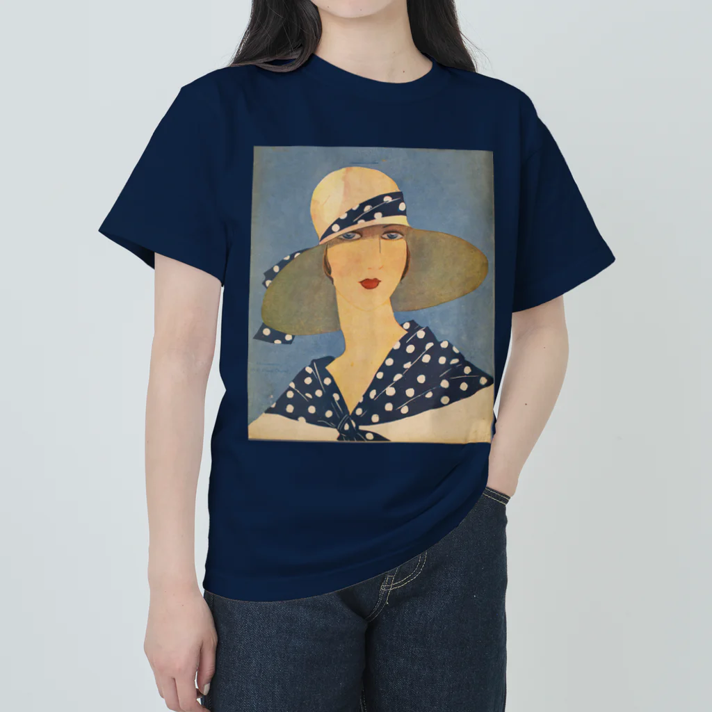 PALA's SHOP　cool、シュール、古風、和風、のlady wearing a sun hat ヘビーウェイトTシャツ