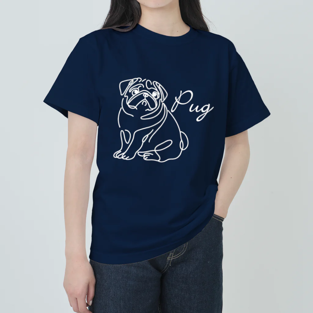 ブヒーズのPUG*ほわいとらいんⅡ ヘビーウェイトTシャツ