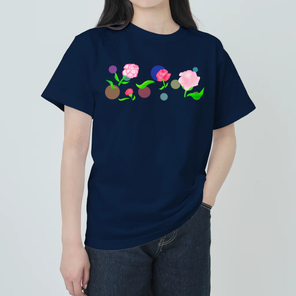 Lily bird（リリーバード）のカーネーションと水玉模様 ヘビーウェイトTシャツ