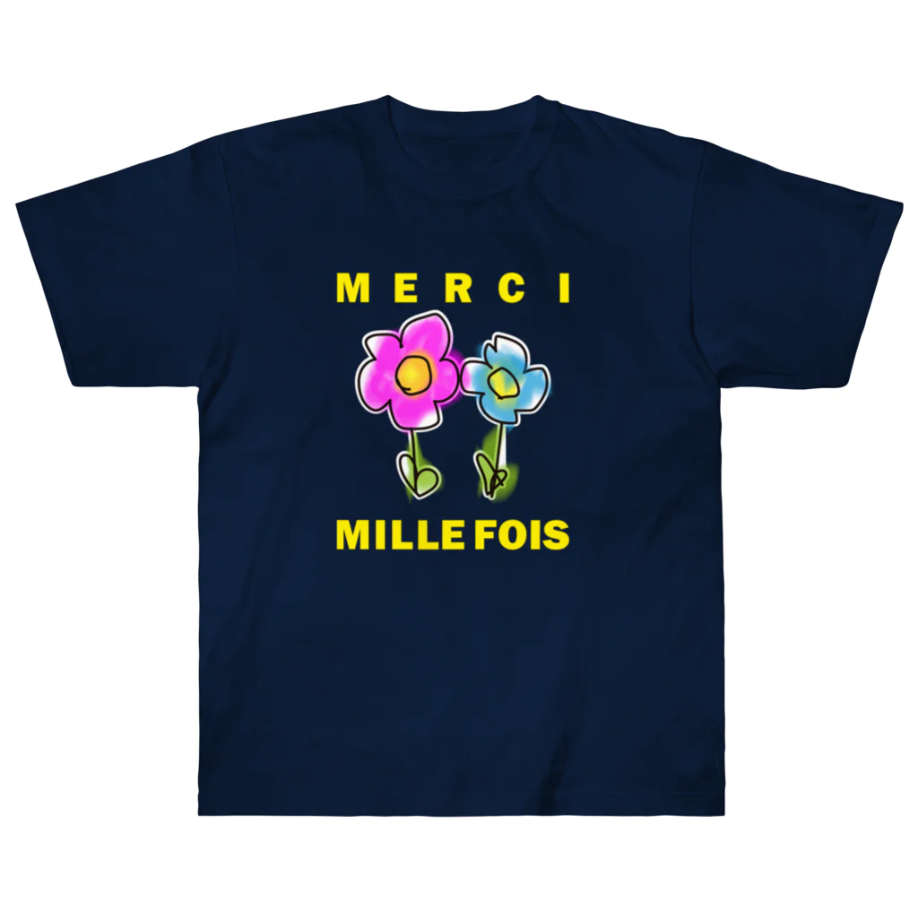 ICHIGO-ICHIÉ-1999のMERCI MILLE FOIS【めっちゃありがとう】フランス語でアピールする Heavyweight T-Shirt