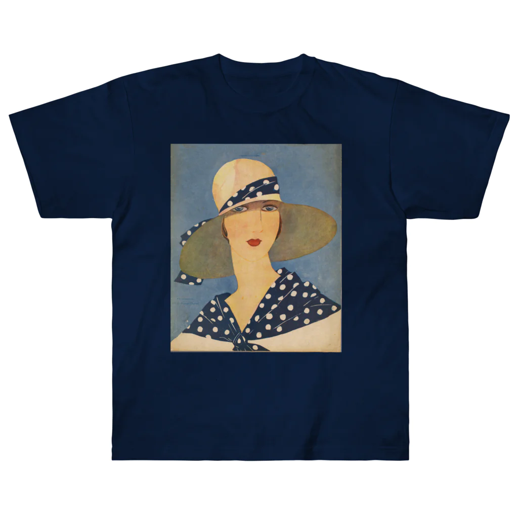 PALA's SHOP　cool、シュール、古風、和風、のlady wearing a sun hat ヘビーウェイトTシャツ