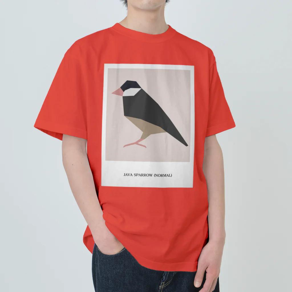 文鳥の背中のJAVA SPARROW (NORMAL) ヘビーウェイトTシャツ