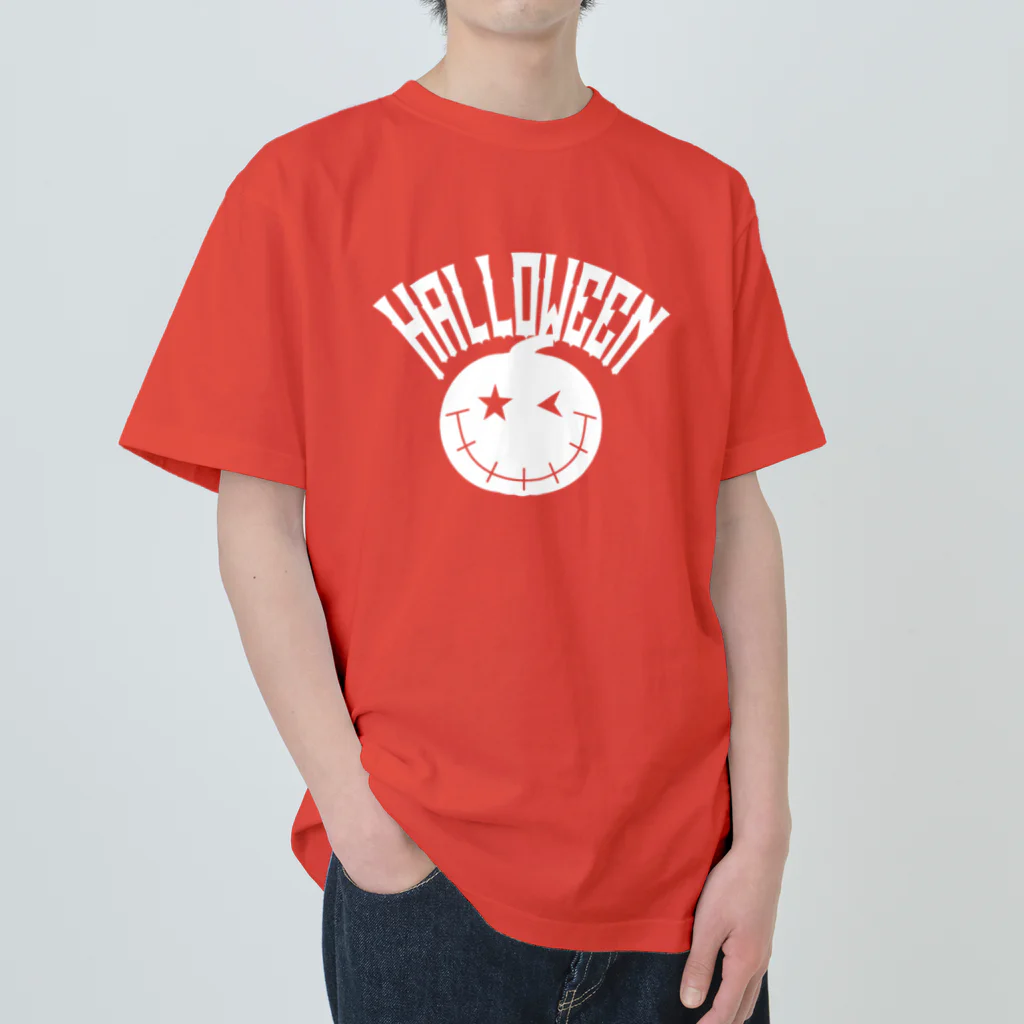 サトオのハロウィン白文字かぼちゃ アーク ジャック・オー・ランタン Heavyweight T-Shirt