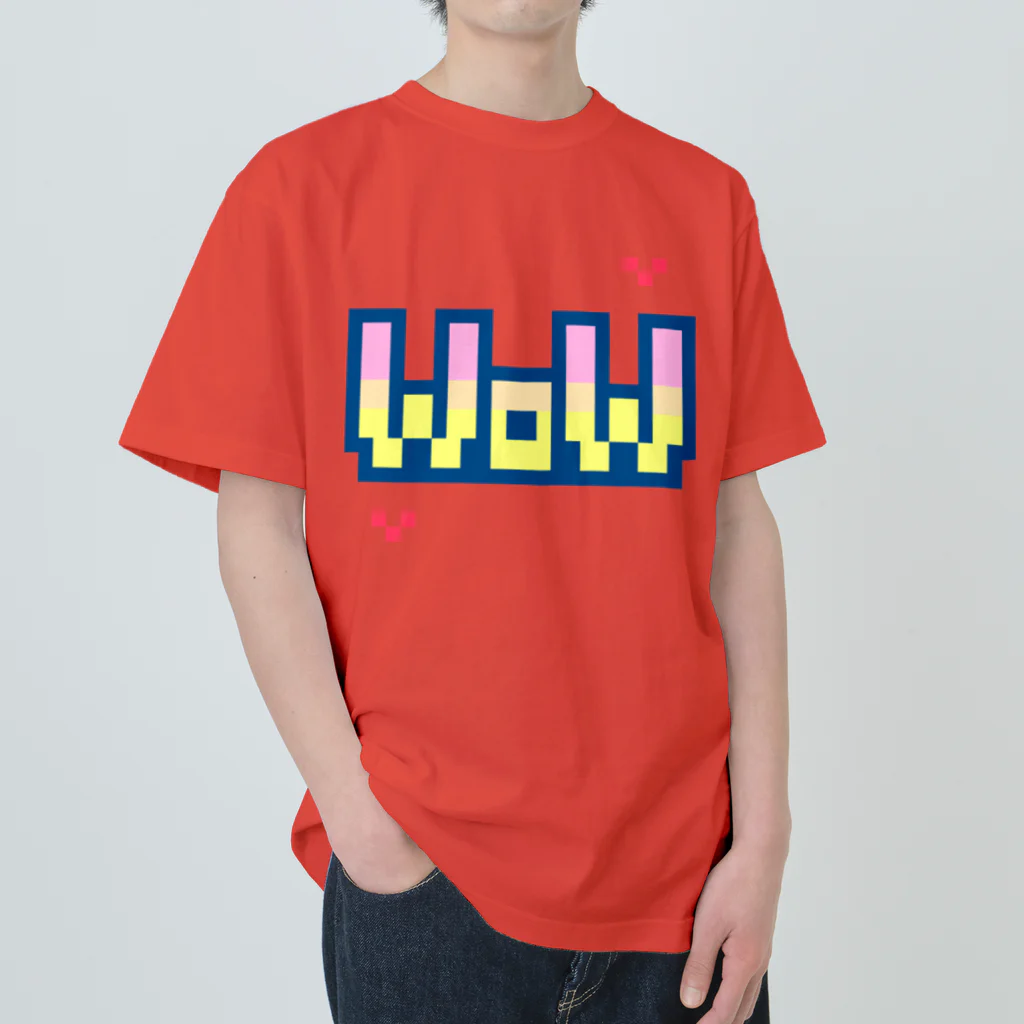 さむげたん🎮へっぽこゲーム実況のWOW❤ドット絵文字 ヘビーウェイトTシャツ