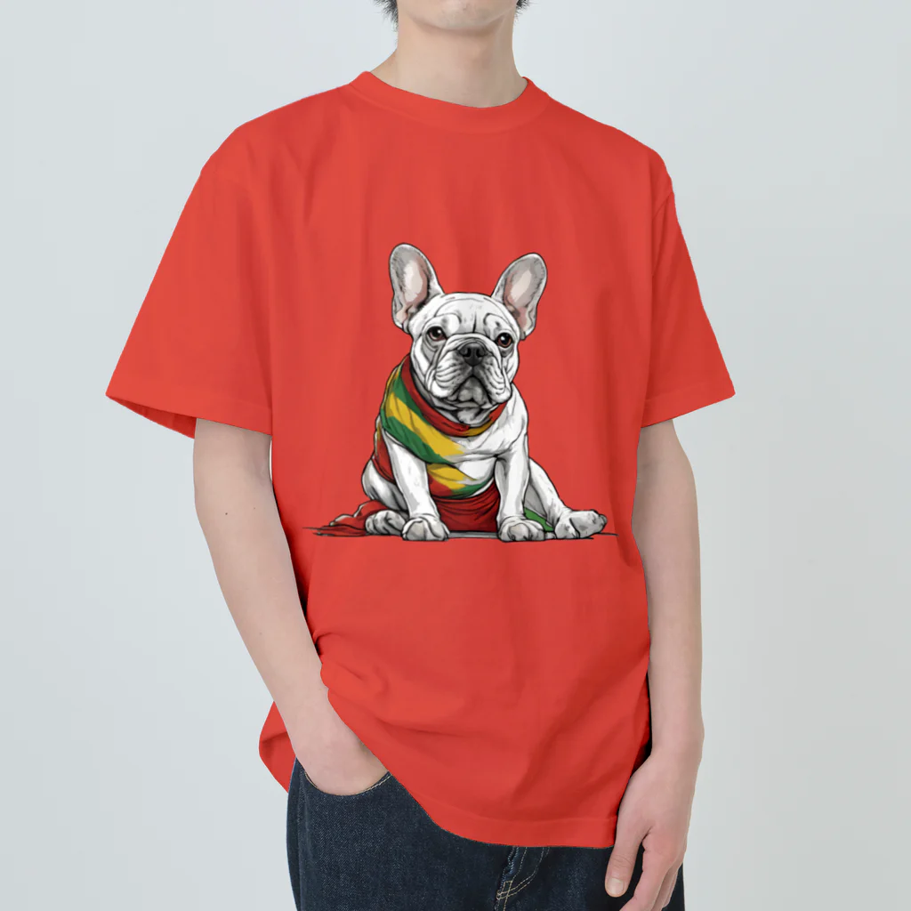 Frenchie-Rasta DoggのFrenchie-Rasta Dogg ヘビーウェイトTシャツ