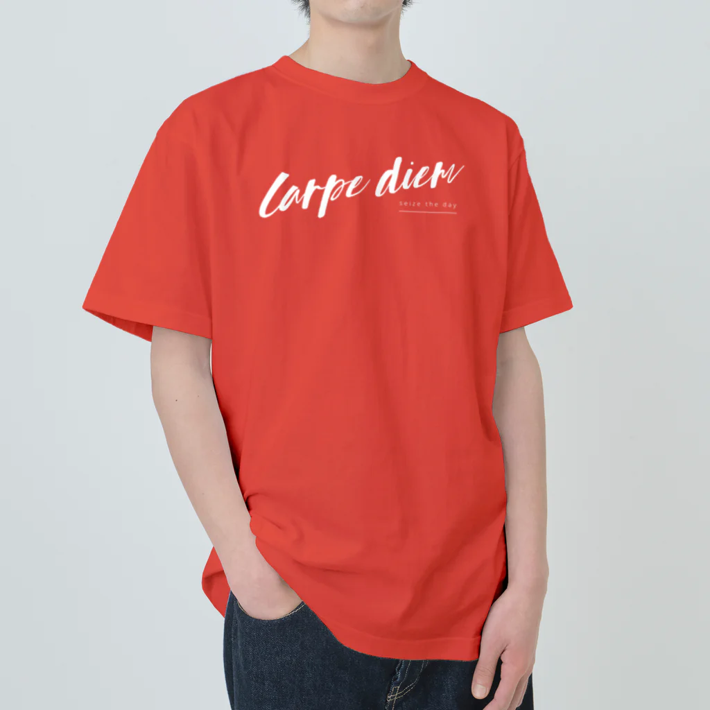 ポジティブＴシャツ屋さんのCarpe diem -white- Heavyweight T-Shirt