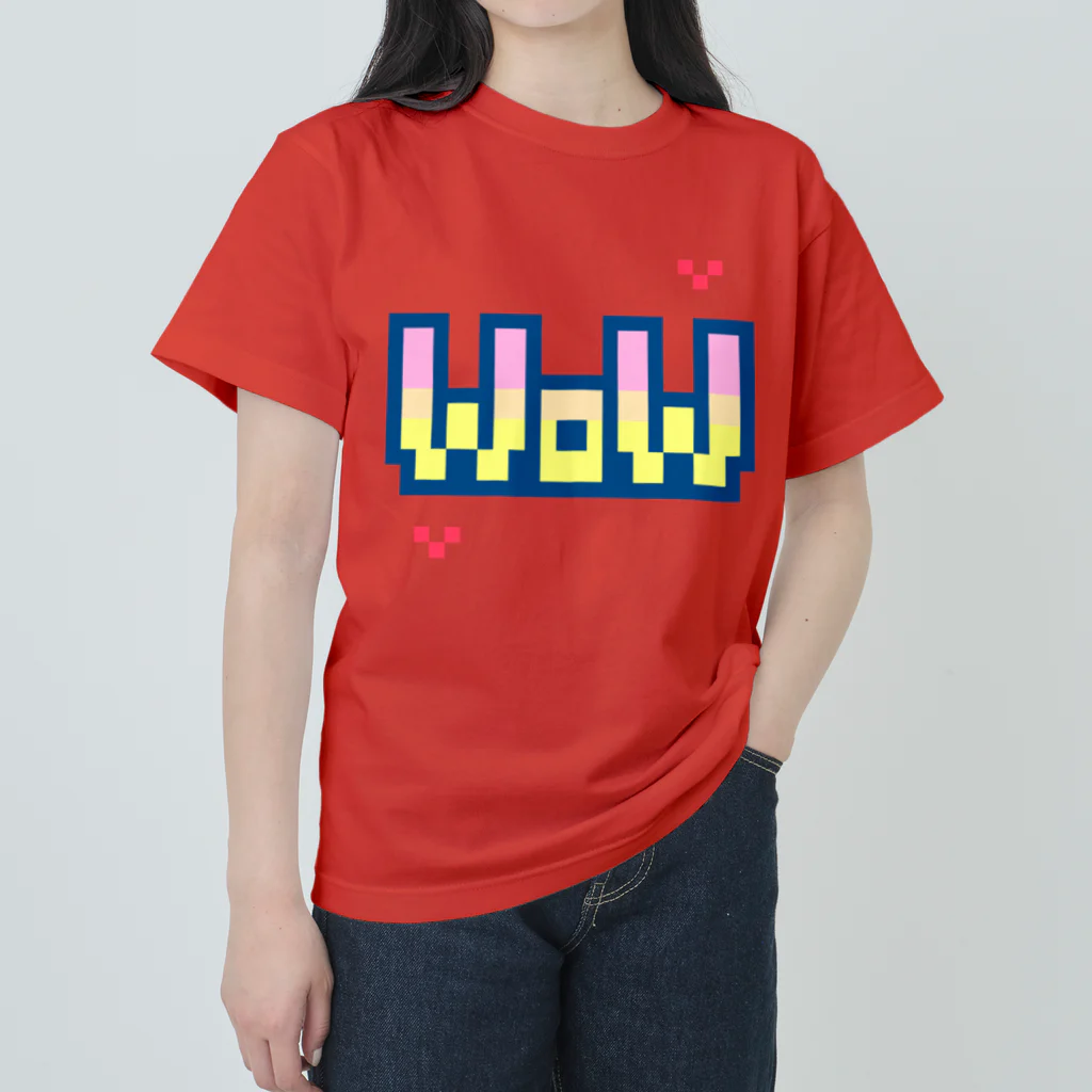 さむげたん🎮へっぽこゲーム実況のWOW❤ドット絵文字 ヘビーウェイトTシャツ