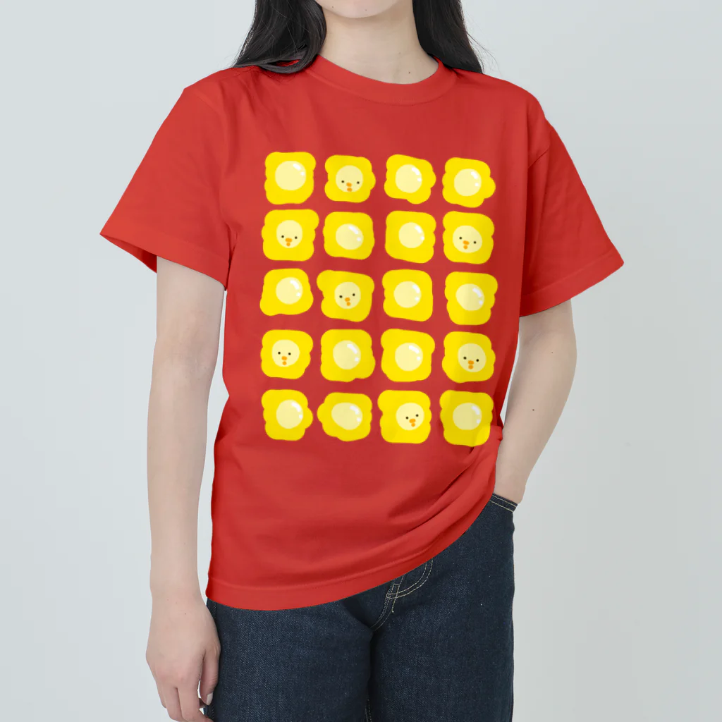 Pomme-Pommeのひよこか目玉焼き（きいろみ） ヘビーウェイトTシャツ