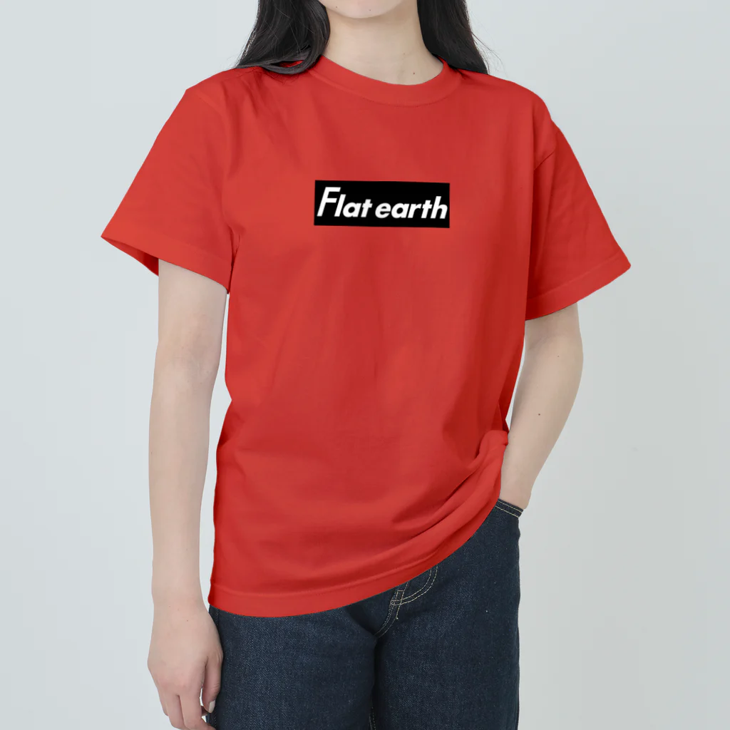 Mappila SHOPのFlatearth Box Logo (BLACK) フラットアース ボックスロゴ(ブラック) Heavyweight T-Shirt