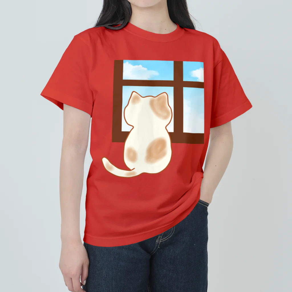 ウチのMEIGENやさんの猫 〜窓辺のひととき〜 ヘビーウェイトTシャツ