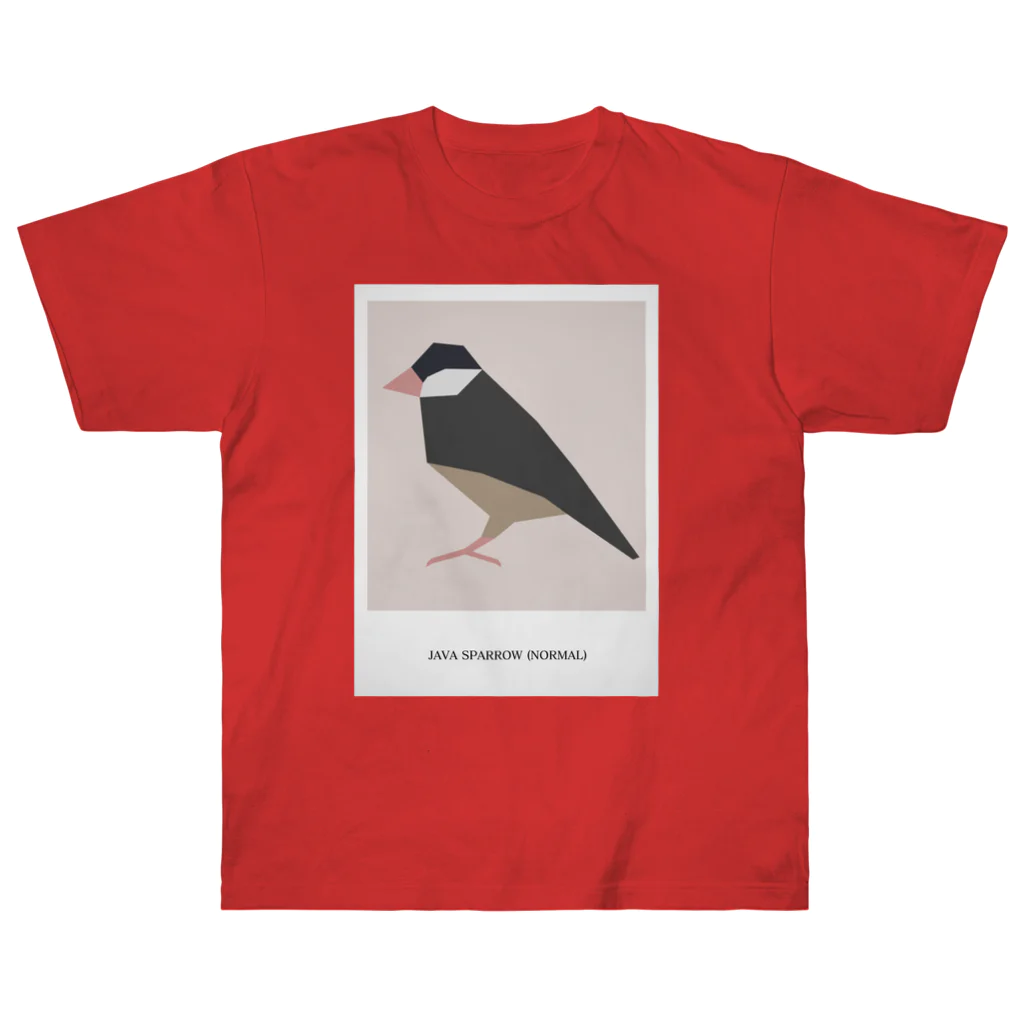 文鳥の背中のJAVA SPARROW (NORMAL) ヘビーウェイトTシャツ