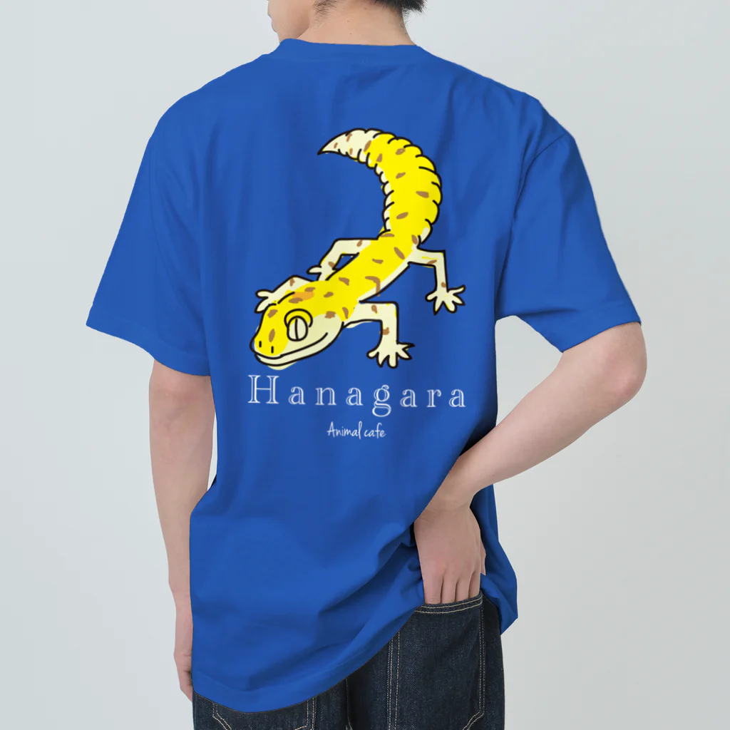 Hanagara animal cafeのモモンガと花柄アニマルカフェのロゴ入り。 ヘビーウェイトTシャツ