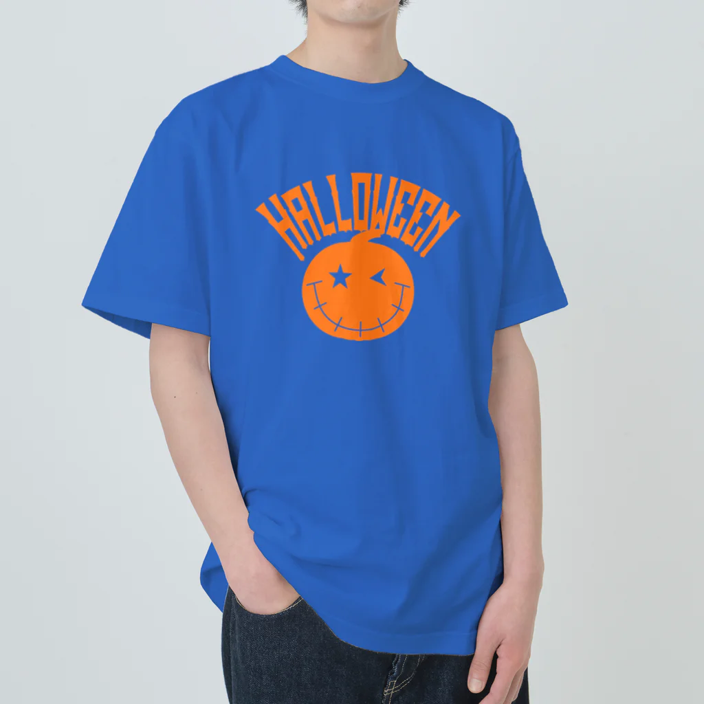 サトオのハロウィンオレンジ文字かぼちゃ アーク ジャック・オー・ランタン ヘビーウェイトTシャツ