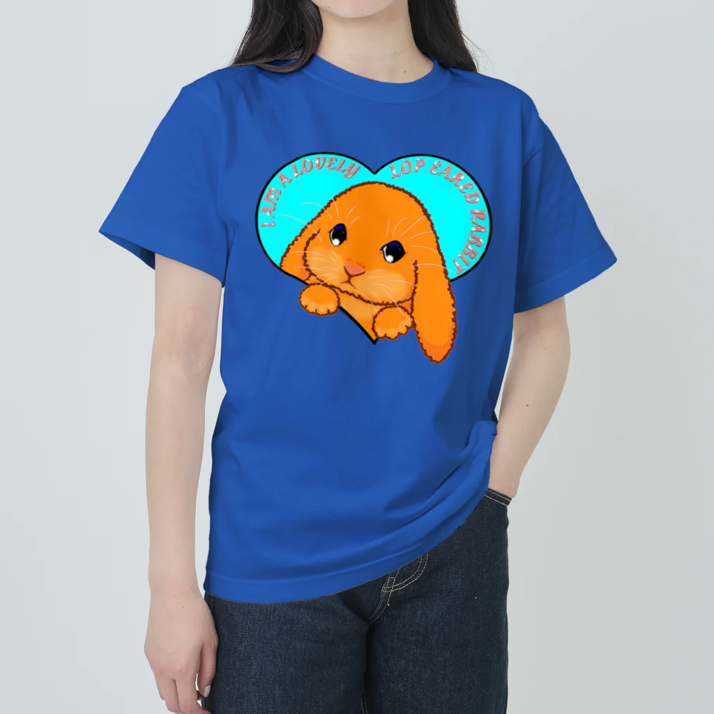 LalaHangeulのLop eared rabbit(ロップイヤーラビット) 英語バージョン ヘビーウェイトTシャツ