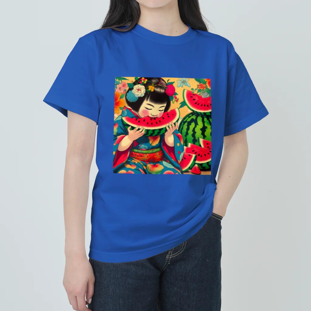 日本の風景 COOL JAPANの日本の風景:甘いスイカ、Japanese scenery: sweet watermelon ヘビーウェイトTシャツ