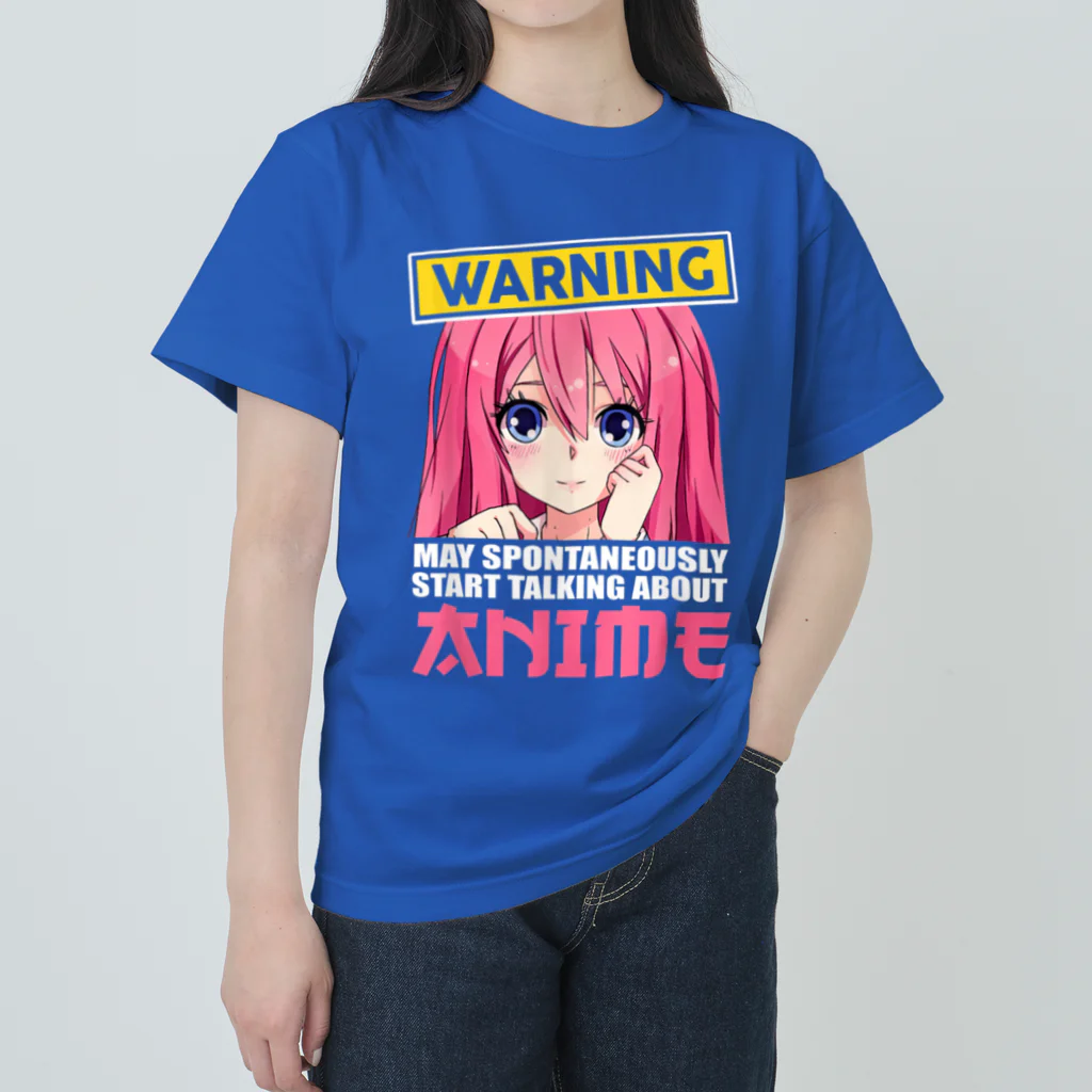 World_Teesの警告：勝手にアニメについて話し始めるかもしれません Heavyweight T-Shirt