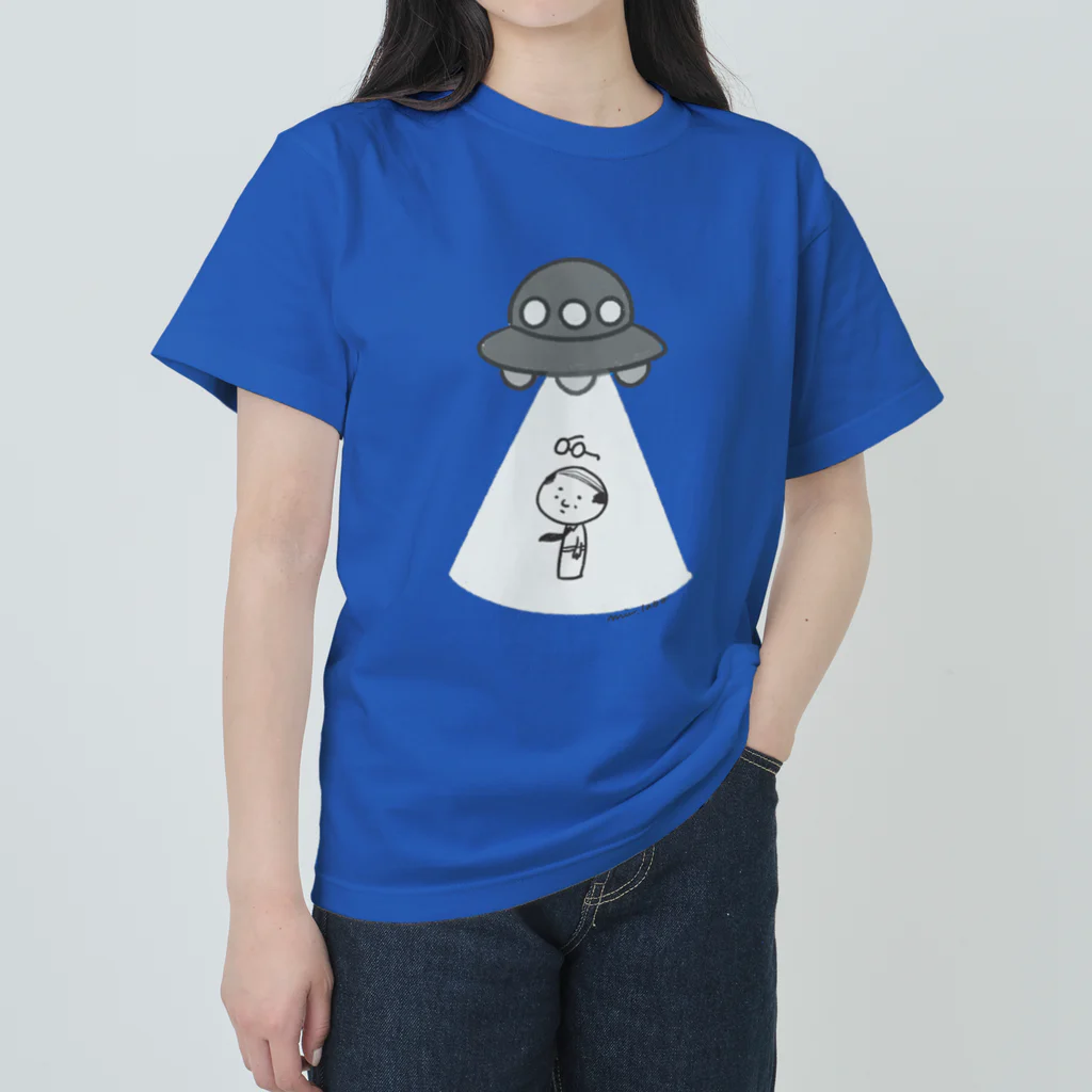 コケシ雑貨のmiu.laboのアブダクションおやじ ヘビーウェイトTシャツ