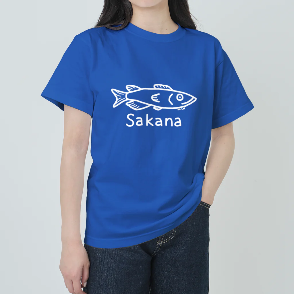 MrKShirtsのSakana (魚) 白デザイン ヘビーウェイトTシャツ