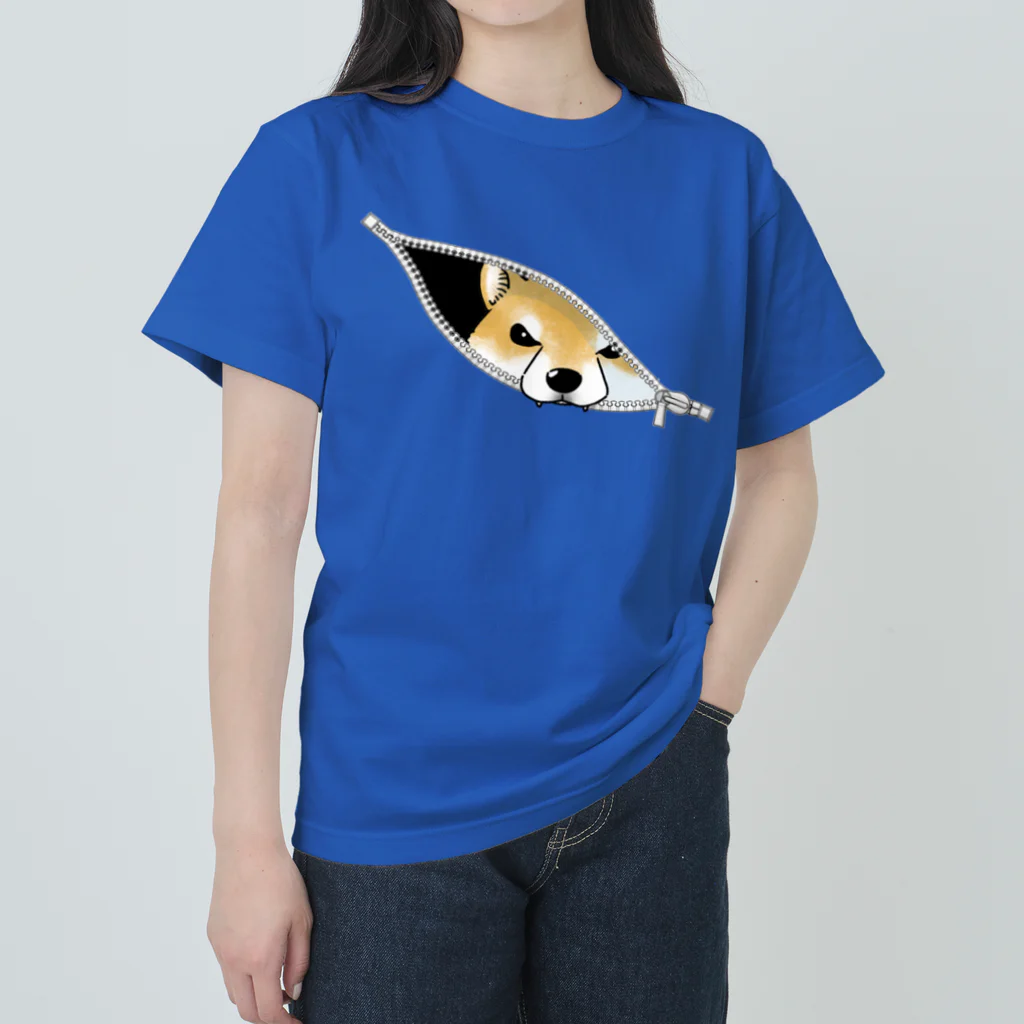 真希ナルセ（マキナル）のジッパーからのぞく柴犬（赤柴） ヘビーウェイトTシャツ