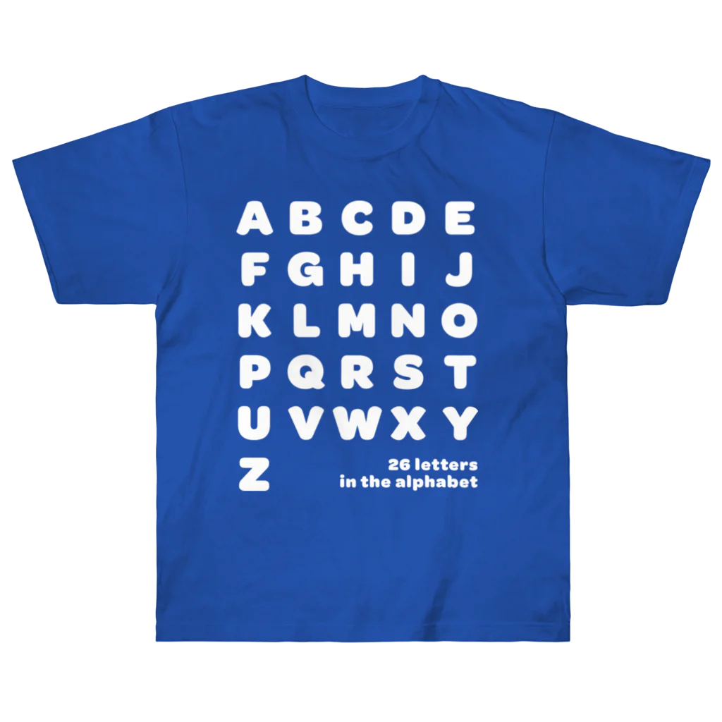 PyriteDesignの26 letters in the alphabet【Tshirt】【Design Color : White】【Design Print : Front ヘビーウェイトTシャツ