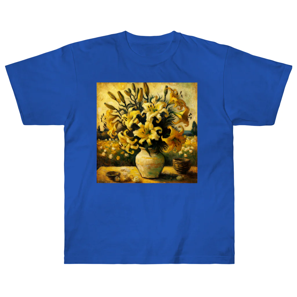 Dexsterのゴッホ風「ユリ」 Lily Van Gogh style01 ヘビーウェイトTシャツ