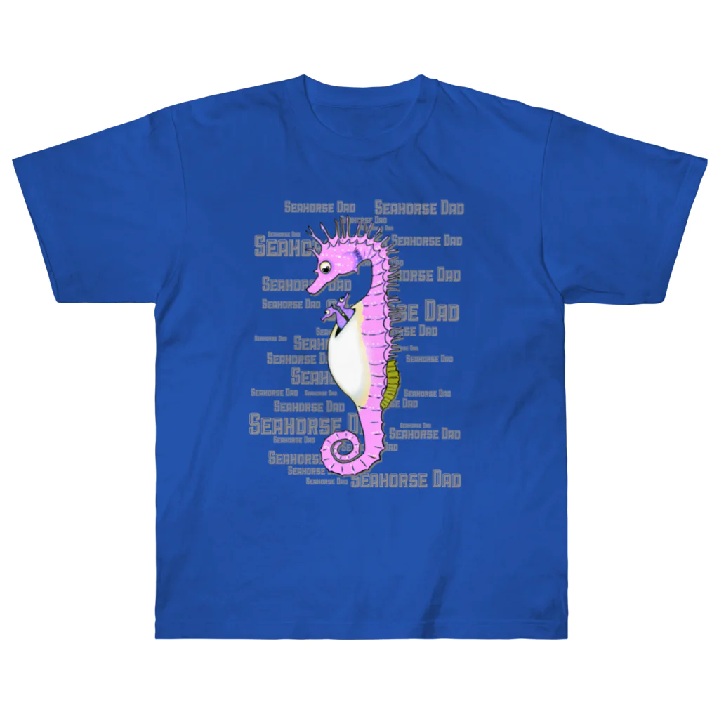 LalaHangeulのSeahorse Dad ピンク Heavyweight T-Shirt