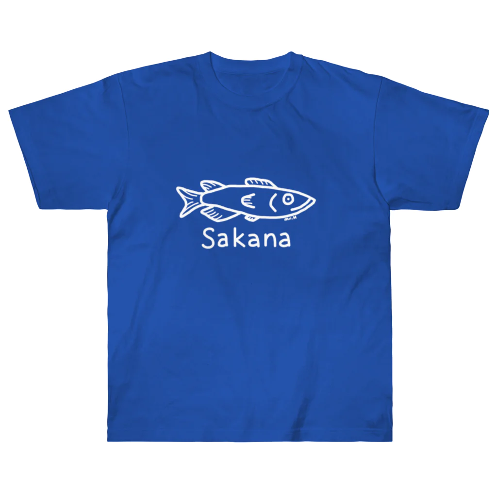 MrKShirtsのSakana (魚) 白デザイン ヘビーウェイトTシャツ