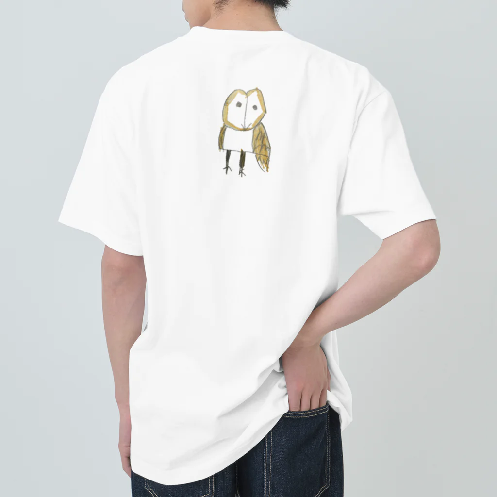 mppoppoのロゴとメンフクロウ ヘビーウェイトTシャツ