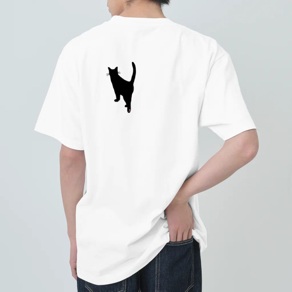 小鳥と映画館の黒猫が来る そして去る 右胸バージョン ヘビーウェイトTシャツ