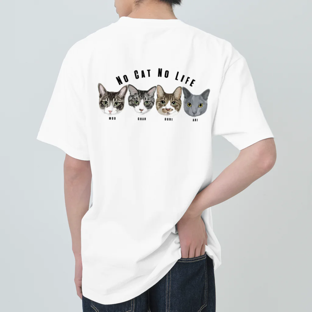 みきぞーん｜保護猫 ミッキー画伯と肉球とおともだちのmoo& chah & guri & ari  Heavyweight T-Shirt