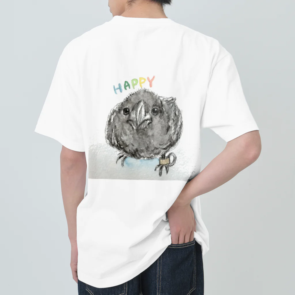 パート主婦しずかのオリジナルイラストグッズのカラスのハッピー ヘビーウェイトTシャツ