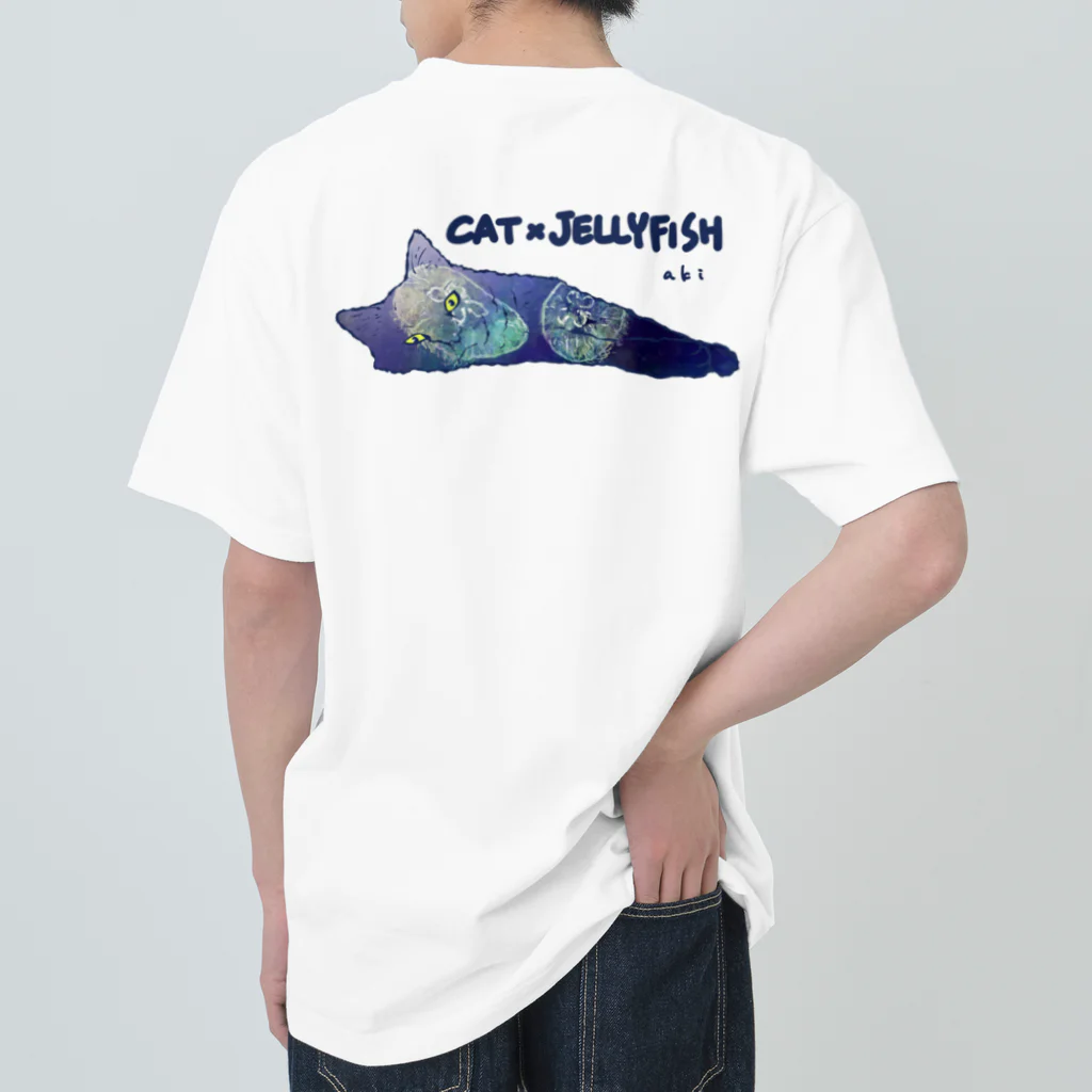 SHOP AKIの（白ロゴ）猫とクラゲ Heavyweight T-Shirt