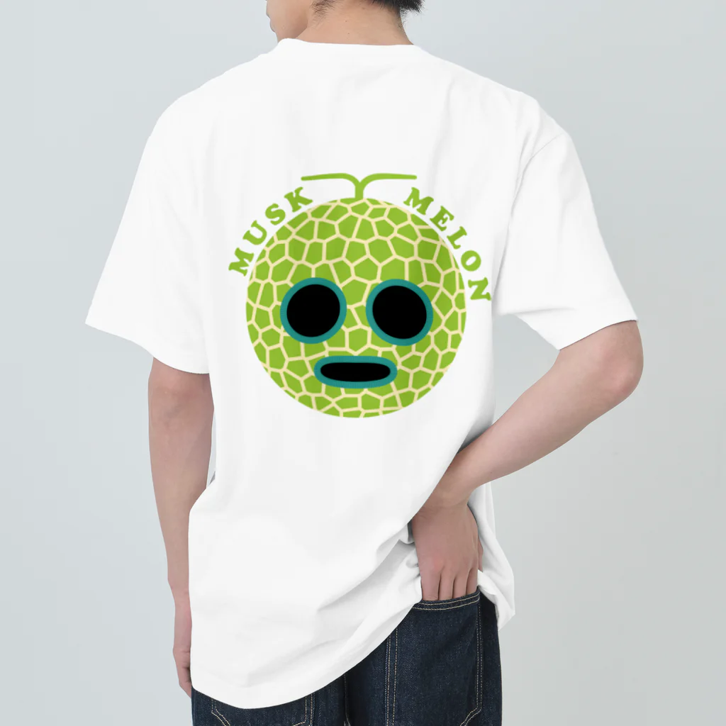 イラスト MONYAAT のバックプリント マスクメロン ヘビーウェイトTシャツ