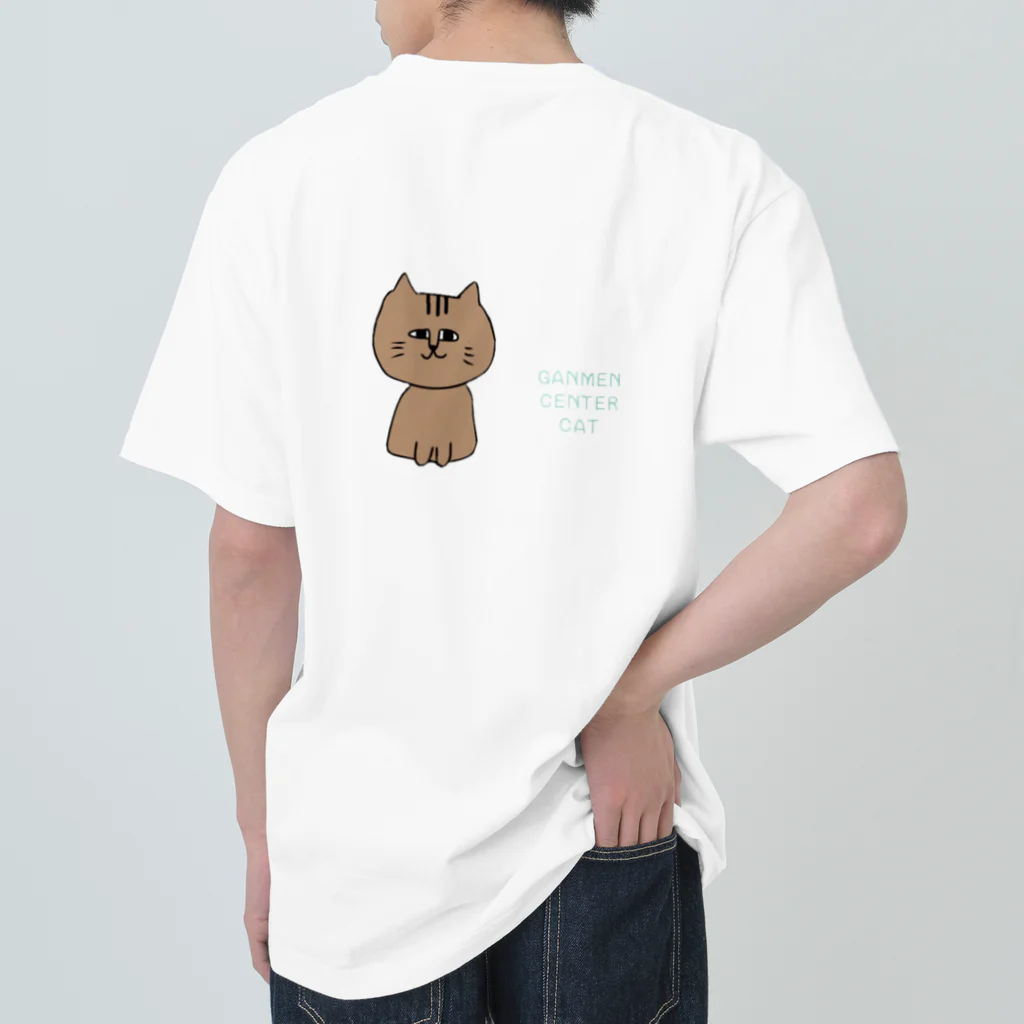 女将の顔面センター猫 ヘビーウェイトTシャツ