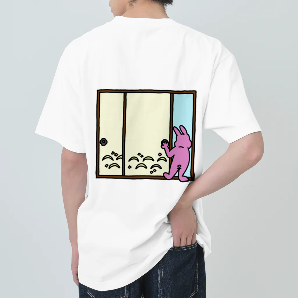 fusumerのうさぎとふすま(梅)両面 ヘビーウェイトTシャツ