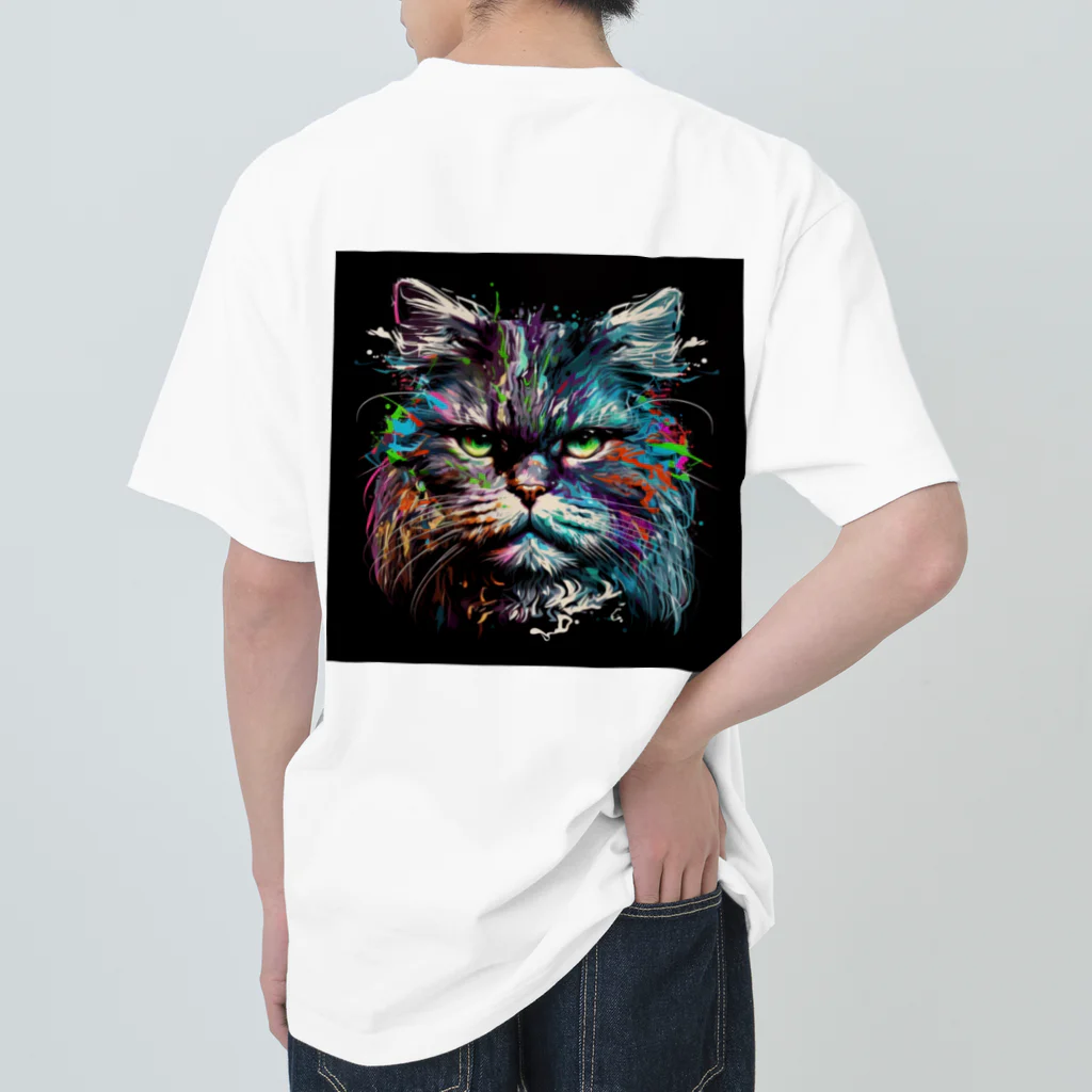 やまやまshopの睨み猫　カラフルアート Heavyweight T-Shirt